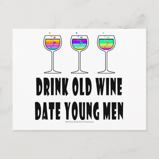 ALTER WEIN GETRÄNKEN - DATUM JUNGE MÄNNER POSTKARTE (Vorderseite)