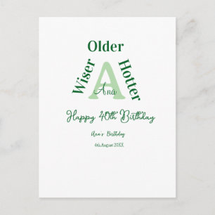 älter weiser heißer Happy 40. Geburtstag grün fett Postkarte