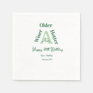 älter weiser heißer Happy 40. Geburtstag grün fett Serviette