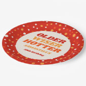 Älter Weiser Heißer Retro Rotes Geburtstag Pappteller (Schrägansicht)