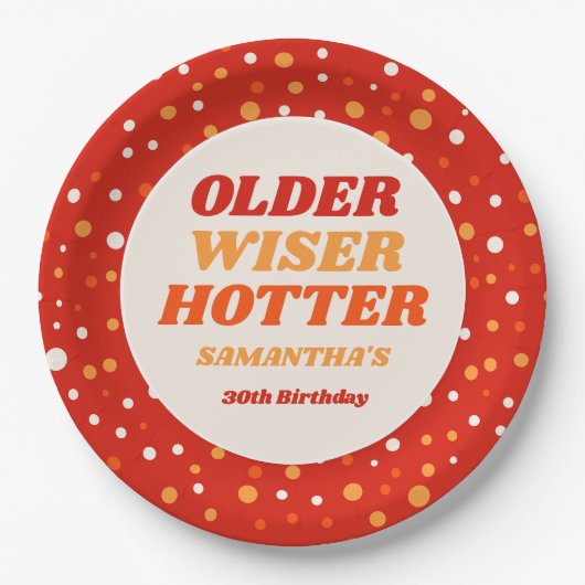 Älter Weiser Heißer Retro Rotes Geburtstag Pappteller (Vorderseite)