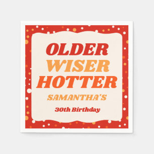 Älter Weiser Heißer Retro Rotes Geburtstags Serviette