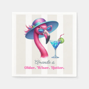 Älter Weiser Heißerer Rosa Flamingo Geburtstag Serviette