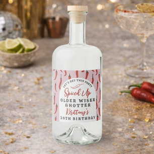 Älter Weiser Heißerer Roter Scharfer Chili Pepper  Alkoholflaschenetikett
