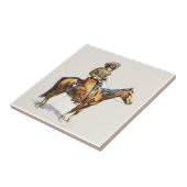 Alter Western-Cowboy auf Pferd Fliese (Seite)