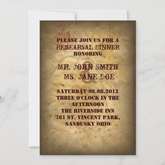 alter Western Cowboy Country Probe Dinner einladen Einladung (Rückseite)