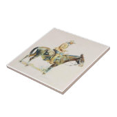 Alter Western-Cowboy, der ein Maultier reitet Fliese (Seite)