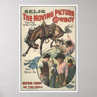 Alter Western Cowboy Filmplakat - Tom Mix 1914 Poster