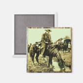 Alter Western Cowboy Reiten Magnet (Vorderseite/Rückseite)