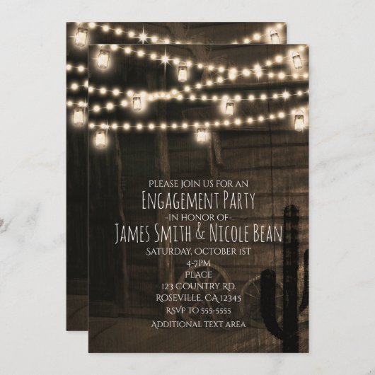 Alter Western Saloon Rustikale Hochzeitsfeier Verl Einladung (Vorne/Hinten)