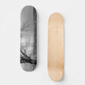 Alter Winterbaum Graustufen Skateboard (Vorderseite)