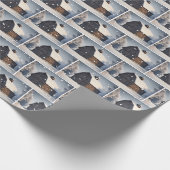 Alter Winterstall mit Schneeflocken Geschenkpapier (Ecke)