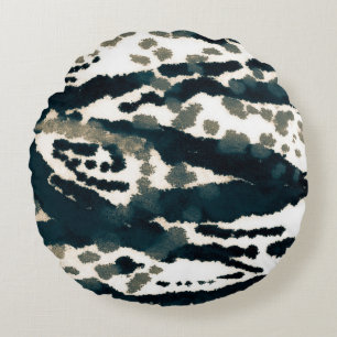 Alter Zebra Print. Gray Zebra Rough Print. Gray Ze Rundes Kissen