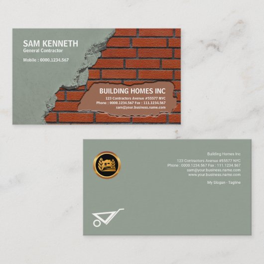 Alter zementierender neuer Backstein-Wand-Bau Visitenkarte (Vorne/Hinten)