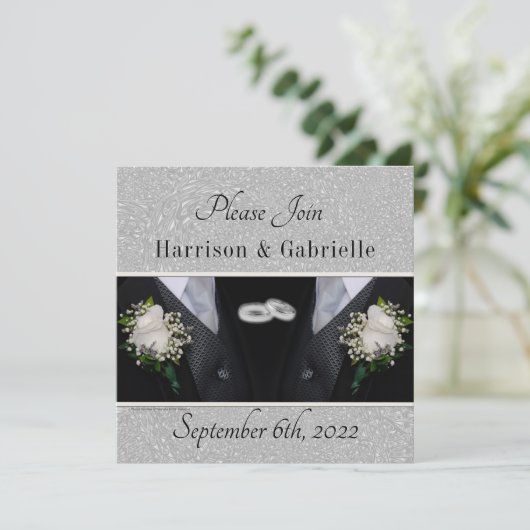 ALTER zwei Bräutigam-Entwurf Einladung (Stehend Vorderseite)