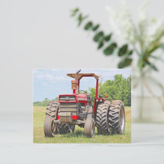 Alter Zweirad-Traktor mit Canopy Postkarte (Stehend Vorderseite)