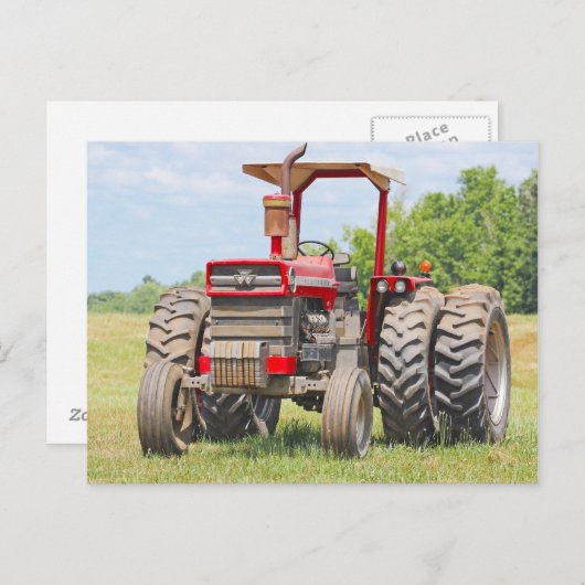 Alter Zweirad-Traktor mit Canopy Postkarte (Vorne/Hinten)