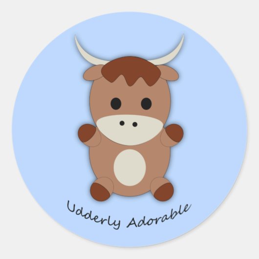 Ältere adorable Kuh Runder Aufkleber (Vorderseite)