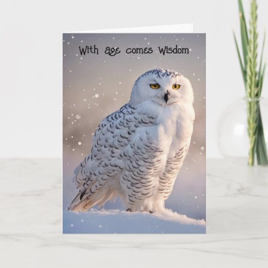 Ältere Birthday Snowy Owl bekommen Karte (Vorderseite)