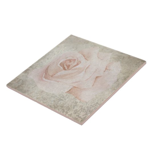 Ältere botanische Tile - Aqua und Knochen V7 Fliese (Seite)