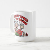 ÄLTERE DAME FÄLLT ÜBER WEIHNACHTEN  KAFFEETASSE (Vorderseite Links)