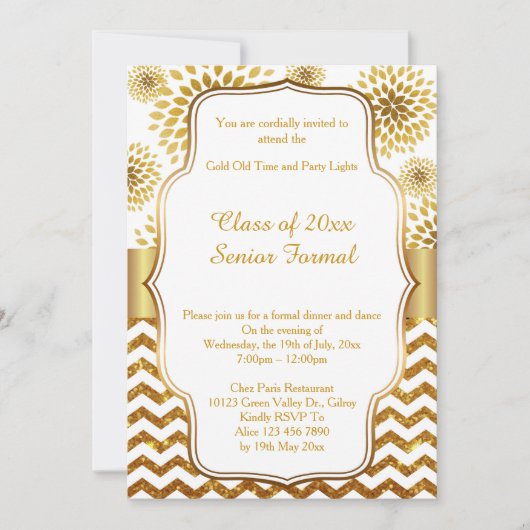 Ältere formale Klasse 2017 des Abschlussballs Einladung (Vorderseite)