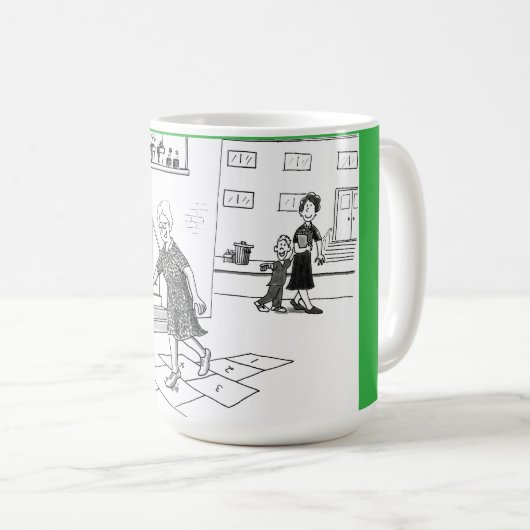 Ältere Frau überspringen Hopscotch Gam Kaffeetasse (VorderseiteRechts)