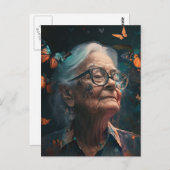 Ältere Frauen in Brillen mit Schmetterlingen Postk Postkarte (Vorne/Hinten)