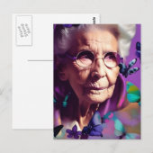 Ältere Frauen Lila mit Schmetterlingen Postkarte (Vorne/Hinten)