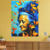 Ältere Frauen mit Schmetterlingen Leinwanddruck (Insitu (Wohnzimmer))