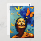 Ältere Frauen mit Schmetterlingen Postkarte (Vorne/Hinten)