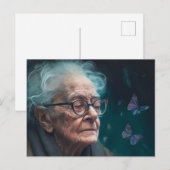 Ältere Frauen mit Schmetterlingen Postkarte (Vorne/Hinten)