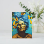 Ältere Frauen mit Schmetterlingen Postkarte (Stehend Vorderseite)