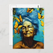 Ältere Frauen mit Schmetterlingen Postkarte (Vorne/Hinten)