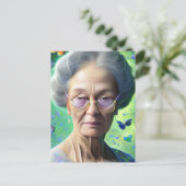 Ältere Frauen mit Schmetterlingen Postkarte (Stehend Vorderseite)