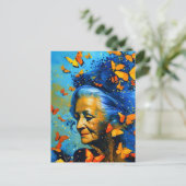 Ältere Frauen mit Schmetterlingen Postkarte (Stehend Vorderseite)