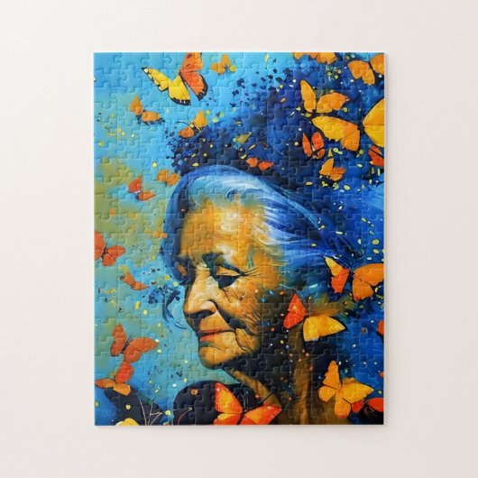 Ältere Frauen mit Schmetterlingen Puzzle (Vertikal)