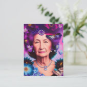 Ältere Frauen mit Schmetterlingen und Blume Postkarte (Stehend Vorderseite)