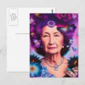 Ältere Frauen mit Schmetterlingen und Blume Postkarte (Vorne/Hinten)