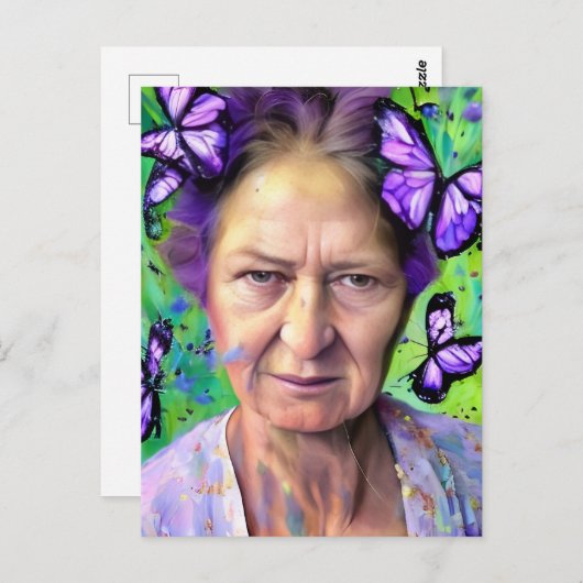 Ältere Frauen mit schmetterndem Hintergrund Postkarte (Vorne/Hinten)