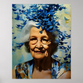 Ältere Frauen und blaue Schmetterlinge Poster (Vorne)