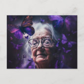 Ältere Frauen und Lila Schmetterlinge Postkarte (Vorderseite)