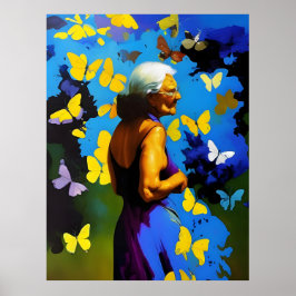 Ältere Frauen und Schmetterlinge Poster