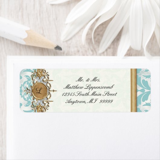 Ältere gestresste Damaske Golden Bling Look Hochze (Insitu)