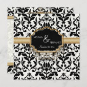Ältere gestresste Damaske Golden Bling Look Hochze Einladung (Vorne/Hinten)