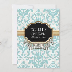 Ältere gestresste Damaske Golden Bling Look Hochze Einladung
