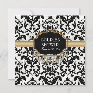 Ältere gestresste Damaske Golden Bling Look Hochze Einladung