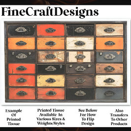 Ältere gestrichene Schubladenholzplatte AT5 Decoup Seidenpapier