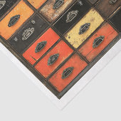 Ältere gestrichene Schubladenholzplatte AT5 Decoup Seidenpapier (Ausschnitt)