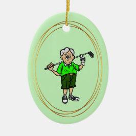 Ältere graue Haare Male Golfer Keramik Ornament